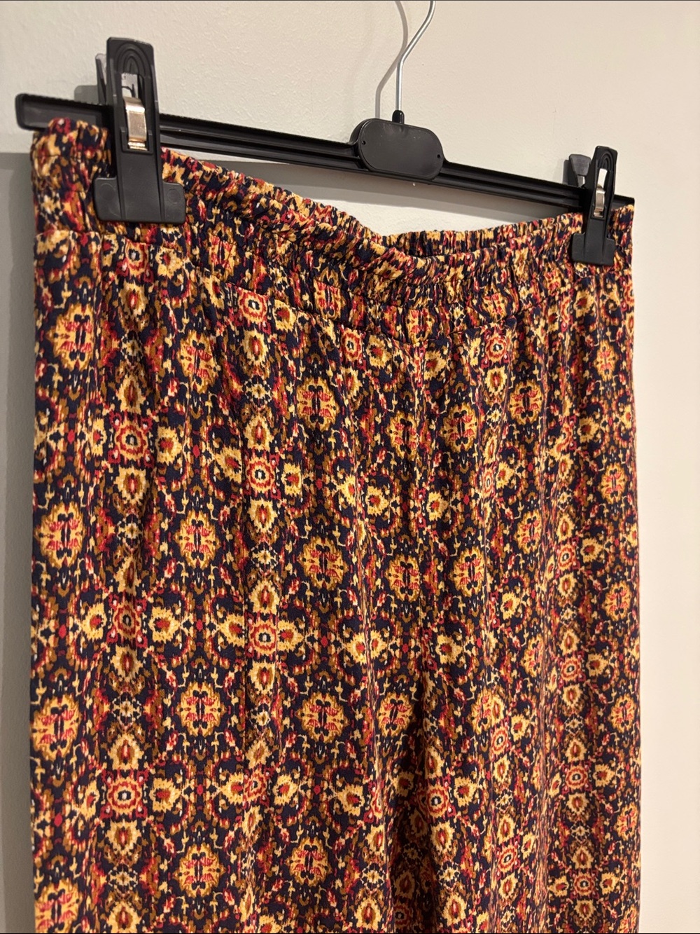 Earthbound Boho Wide Leg Palazzo Pants Navy Yellow Size L - Picture 6 of 7
